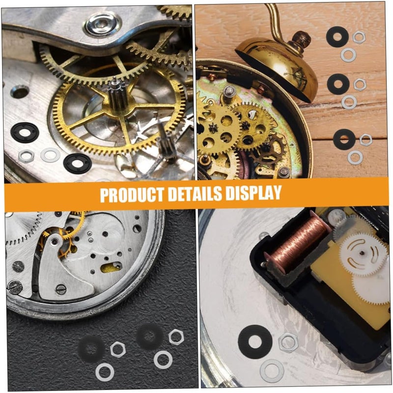 SHINEOFI 20sets Clock Repair Accessories Quartz Clock Replacement Parts with Nuts Washers and Rubber Rings for DIY Assembly and Maintenance Gold Silver - Image 3