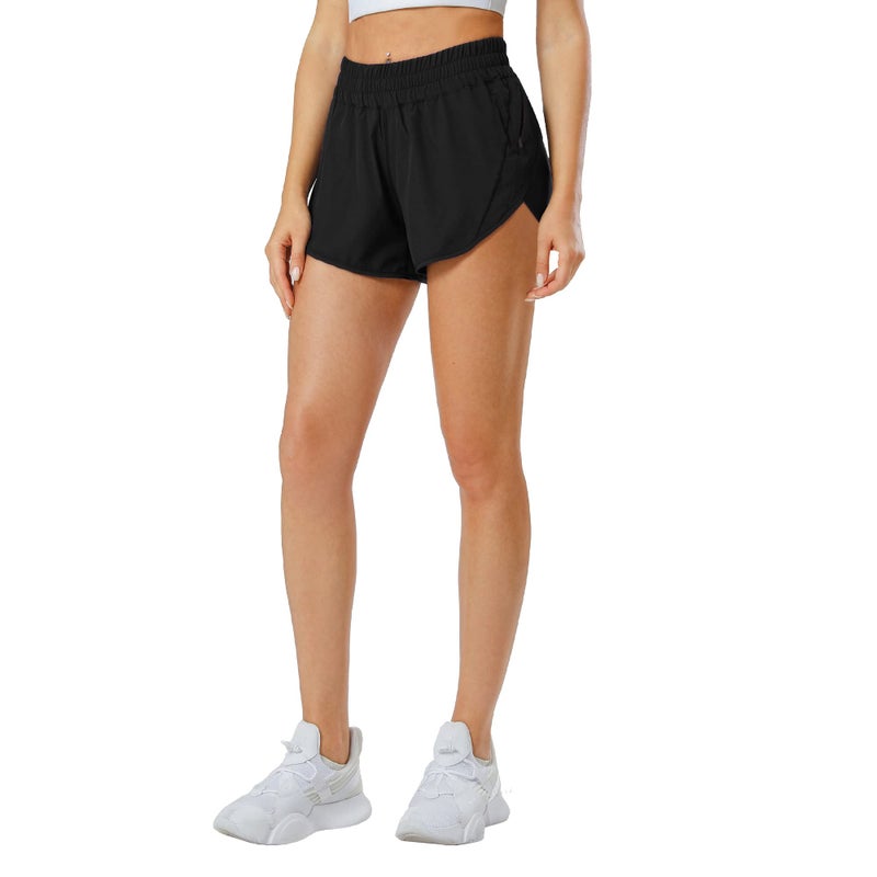 Aurefin Athletic Shorts for Women,Women's Quick Dry Workout Sports Active Running Track Shorts with Elastic and Zip PocketsBlack/Small - Image 4