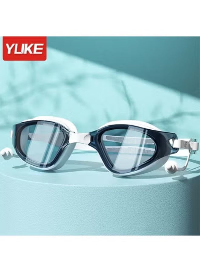 YUKE HD Anti-Fog Waterproof Large-Frame Swimming Goggles for Men and Women - Universal Fit with Integrated Earplugs | Includes Replacement Nose Bridge + Exclusive Goggle Case | Wide-Angle Frame | Superior Anti-Fog Technology | Easily Adjustable Straps - Image 1
