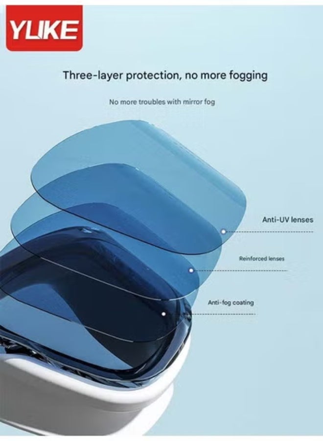 YUKE HD Anti-Fog Waterproof Large-Frame Swimming Goggles for Men and Women - Universal Fit with Integrated Earplugs | Includes Replacement Nose Bridge + Exclusive Goggle Case | Wide-Angle Frame | Superior Anti-Fog Technology | Easily Adjustable Straps - Image 3