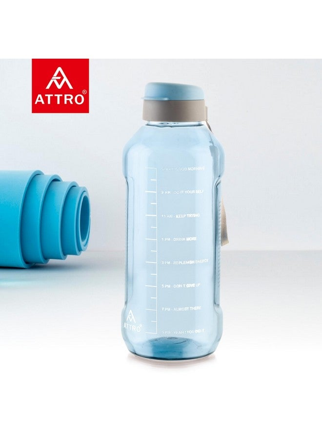 ATTRO زجاجة مياه ATTRO Ultra Pro 2 التحفيزية سعة 2 لتر خالية من BPA مع غطاء قابل للطي مانع للتسرب، حزام نايلون ولون أزرق أنيق للترطيب اليومي، بلاستيك - Image 3