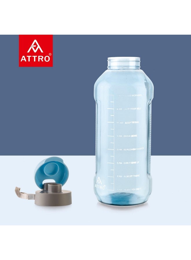 ATTRO زجاجة مياه ATTRO Ultra Pro 2 التحفيزية سعة 2 لتر خالية من BPA مع غطاء قابل للطي مانع للتسرب، حزام نايلون ولون أزرق أنيق للترطيب اليومي، بلاستيك - Image 2