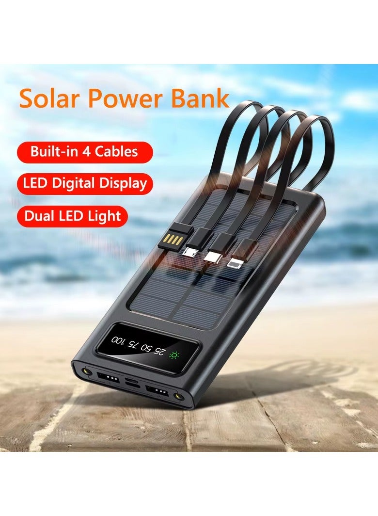 راكسوم بنك طاقة يعمل بالطاقة الشمسية بسعة 3000 مللي أمبير/ساعة مع 4 أسلاك توصيل متوافق مع أجهزة iPhone وAndroid - Image 4
