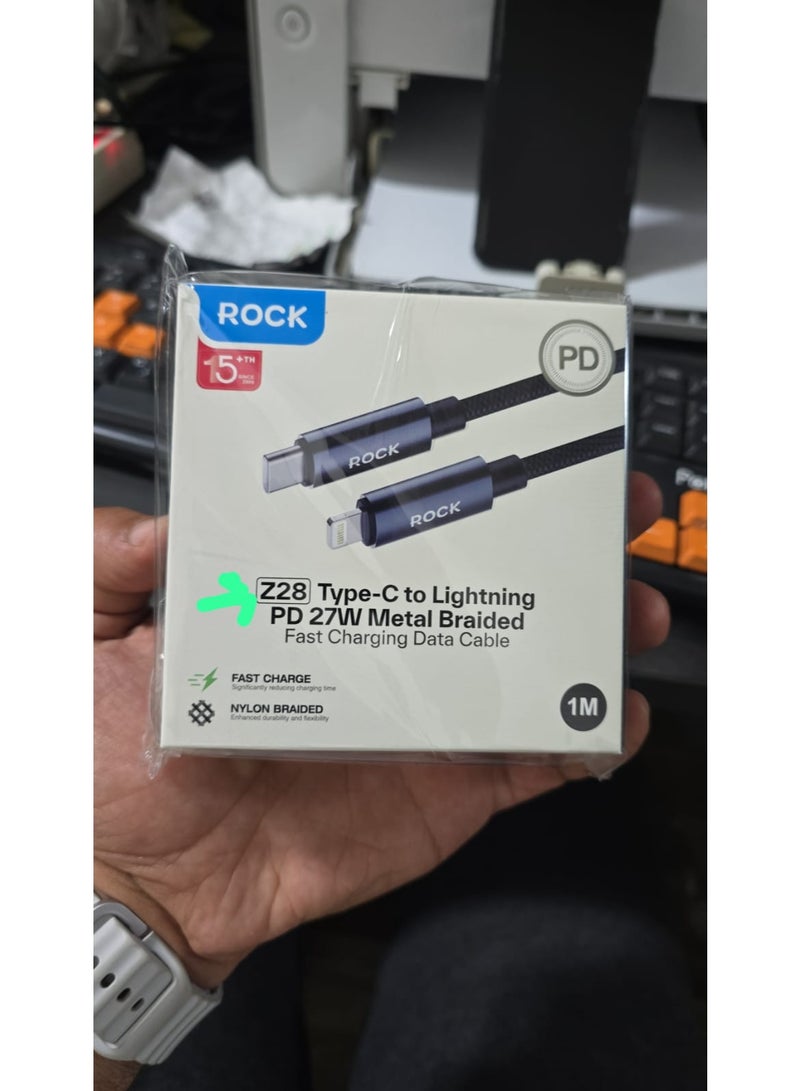 ROCK Z28 C to lighting PD  27W Metal Braided Fast Charging Data Cable 1m BLACK - Image 2