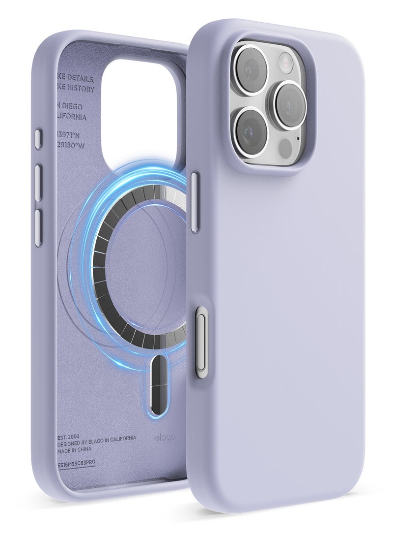 Elago Magnetic Liquid Silicone for iPhone 16 Pro MAX Case Cover Compatible with MagSafe Shockproof - Purple - Image 1