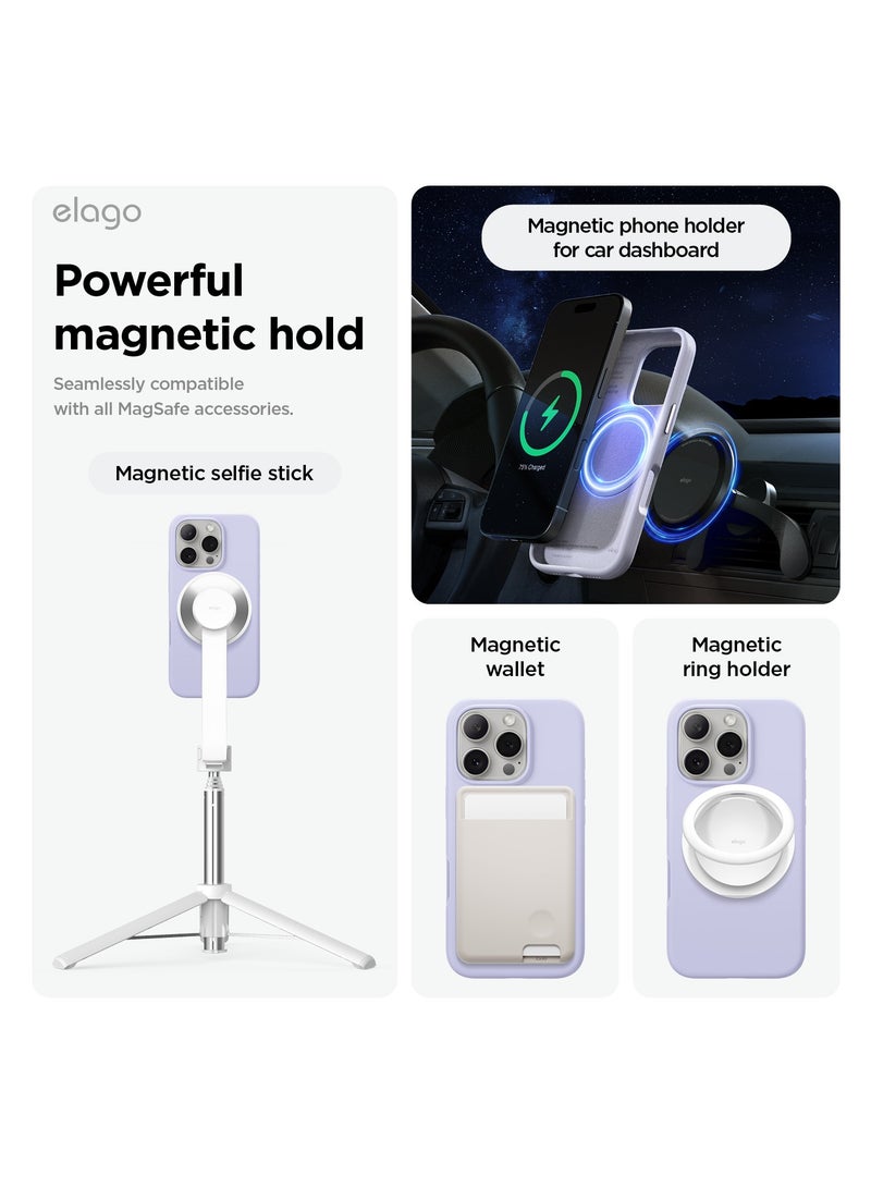 Elago Magnetic Liquid Silicone for iPhone 16 Pro MAX Case Cover Compatible with MagSafe Shockproof - Purple - Image 2