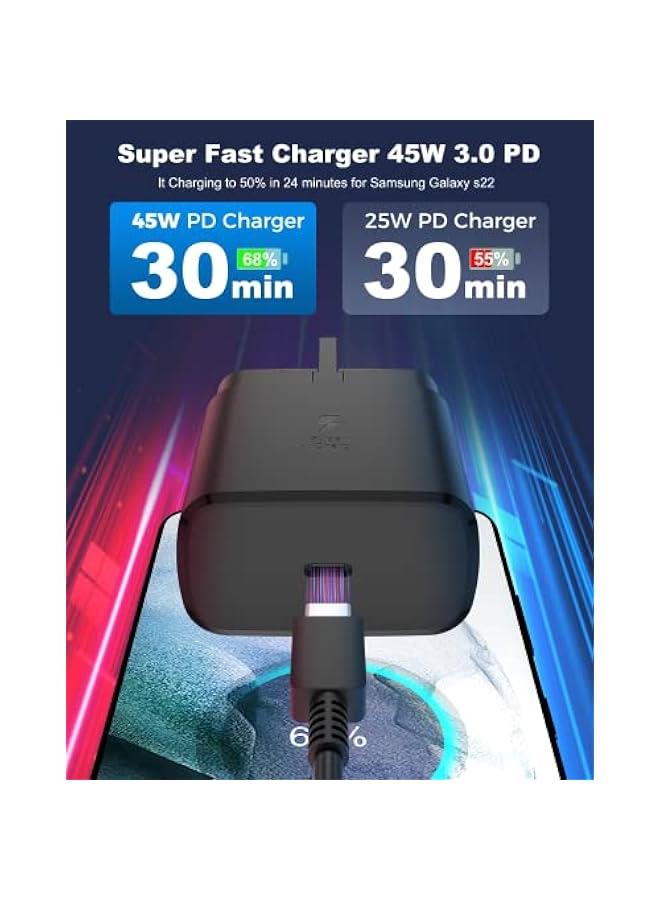 45W Fast Charger for Samsung Galaxy S22, S22Ultra, S22+, S21, S20, A32, A33, A53, A73, USB C Super Fast Charger Plug with 1.2m Type C Charging Cable  - Image 4