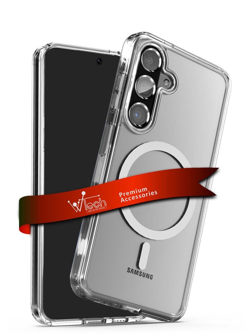 Wtech Samsung Galaxy A26 5G 2025 Magnetic Case, Slim Transparent Flexible TPU Shockproof Magsafe Back Phone Case - Clear - Image 1