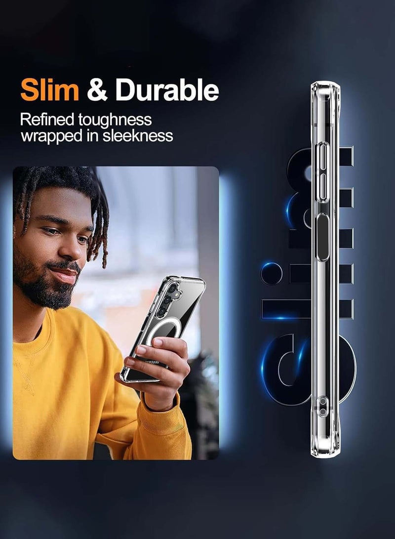 Wtech Samsung Galaxy A26 5G 2025 Magnetic Case, Slim Transparent Flexible TPU Shockproof Magsafe Back Phone Case - Clear - Image 5
