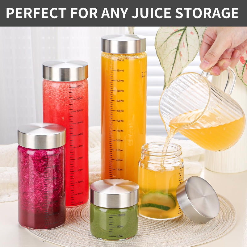 CWHHRN 4 Oz Glass Bottles, 6 Pack Glass Jar with Lid, Borosilicate Glass, Stainless Steel Lids for Juicing, Smoothies, Water Bottles, Food Storage, Shaker Bottles - Image 3