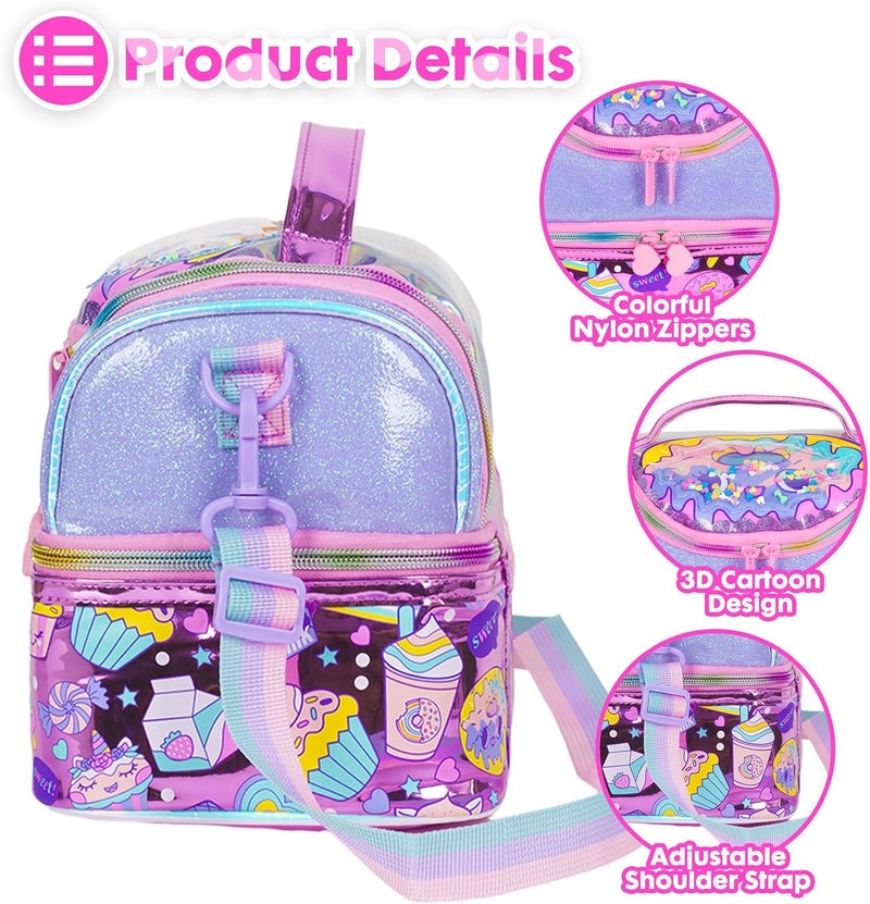 Kids Double Decker Cooler Insulated Lunch Bag Large Tote for Boys, Girls, Men, Women, with Adjustable Strap, Dessert - Image 5