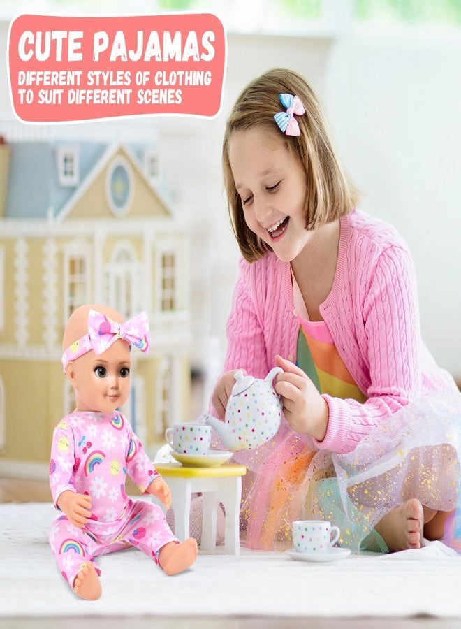 يو بينز مجموعة من 5 ملابس وإكسسوارات دمى الأطفال من UPINS - عصابات رأس للدمى حديثي الولادة مقاس 16-18 بوصة، 10 قطع ملابس تتضمن الفساتين والبيجامات والبدلات - Image 5