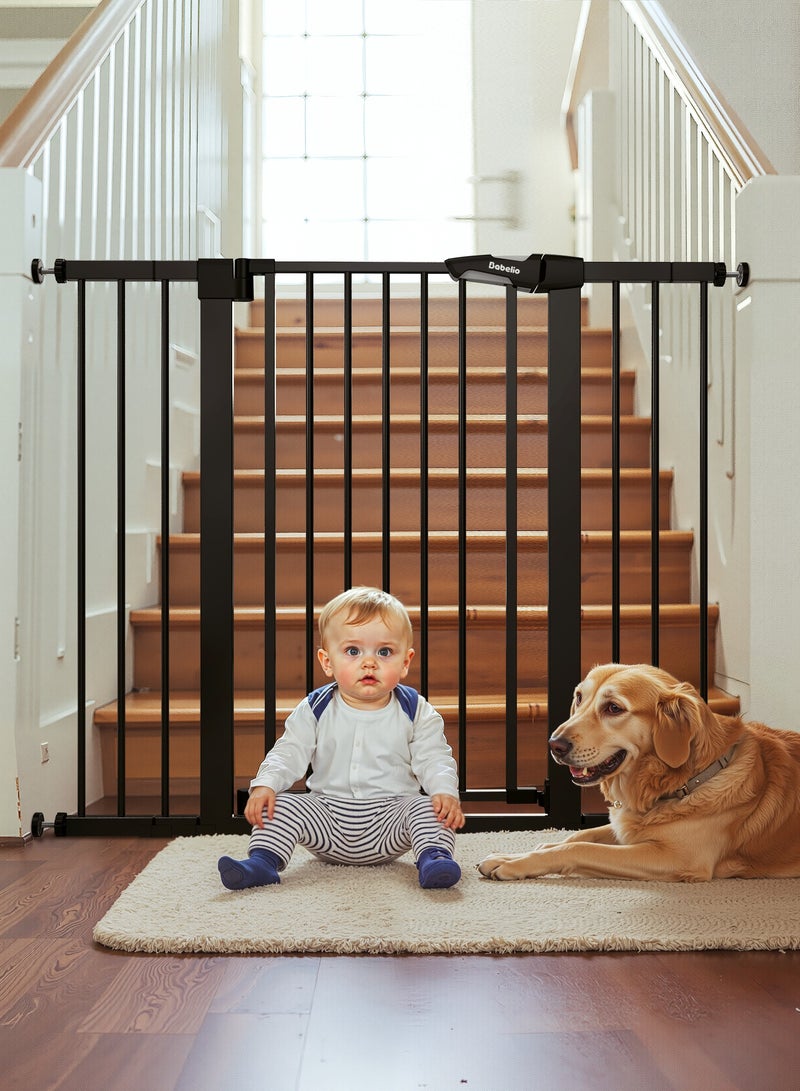 Babelio Baby Gate for Doorways and Stairs, 26-40 Inch Auto Close Dog Gate, Easy Install, Pressure Mounted, No Drilling, fits for Narrow and Wide Doorways, Safety Gate Door for Child and Pets, Black - Image 1