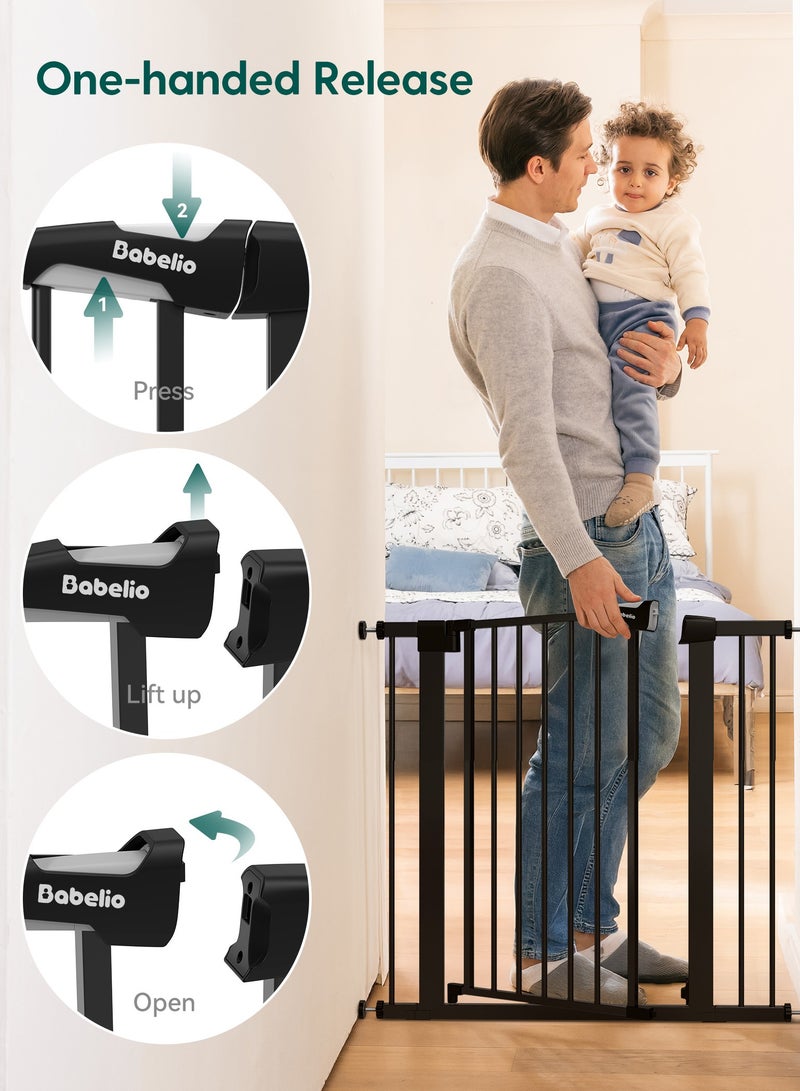 Babelio Baby Gate for Doorways and Stairs, 26-40 Inch Auto Close Dog Gate, Easy Install, Pressure Mounted, No Drilling, fits for Narrow and Wide Doorways, Safety Gate Door for Child and Pets, Black - Image 3