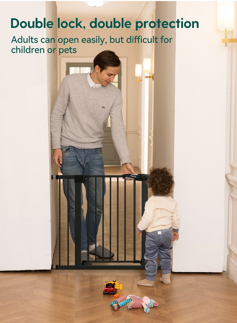 Babelio Baby Gate for Doorways and Stairs, 26-40 Inch Auto Close Dog Gate, Easy Install, Pressure Mounted, No Drilling, fits for Narrow and Wide Doorways, Safety Gate Door for Child and Pets, Black - Image 2