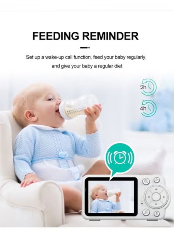 تايجر 2.8-Inch Baby Monitor with Camera & Audio – 360° Rotating View for Full Room Coverage, Feeding Reminder Alerts, Night Vision for Clear Low-Light Monitoring, Two-Way Talk, Temperature Sensor, Long Battery Life, Reliable and Safe Baby Surveillance System - Image 3
