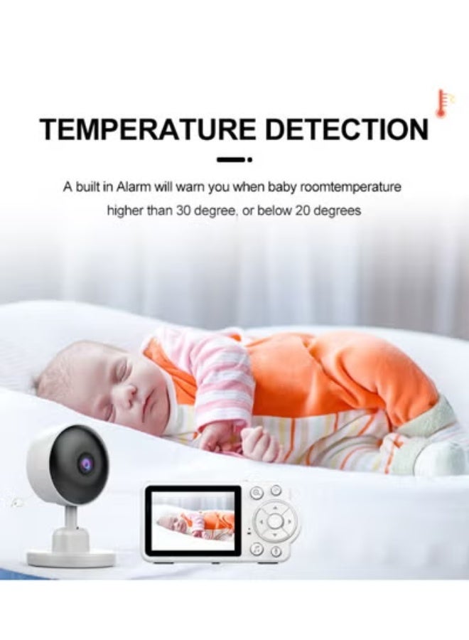 تايجر 2.8-Inch Baby Monitor with Camera & Audio – 360° Rotating View for Full Room Coverage, Feeding Reminder Alerts, Night Vision for Clear Low-Light Monitoring, Two-Way Talk, Temperature Sensor, Long Battery Life, Reliable and Safe Baby Surveillance System - Image 2