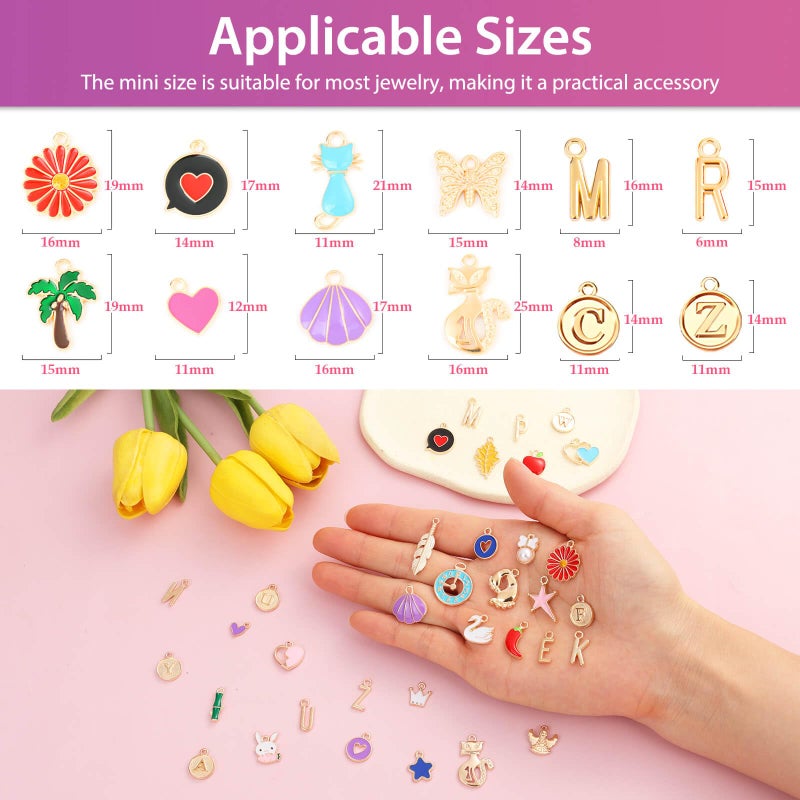 Flasoo 404Pcs Gold Charms for Jewelry Making, Assorted Bracelet Charm Letter Charms for DIY Jewelry Making Necklace Bracelet, Keychains and Crafts - Image 3