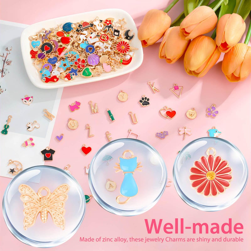 Flasoo 404Pcs Gold Charms for Jewelry Making, Assorted Bracelet Charm Letter Charms for DIY Jewelry Making Necklace Bracelet, Keychains and Crafts - Image 4