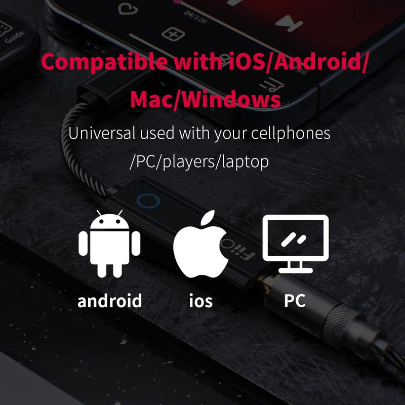 FiiO JadeAudio KA1 Headphone Amps Amplifier Tiny USB DAC High Resolution 3.5mm Lossless for Smartphones/PC/Laptops/Players(Type C, Black) - Image 3