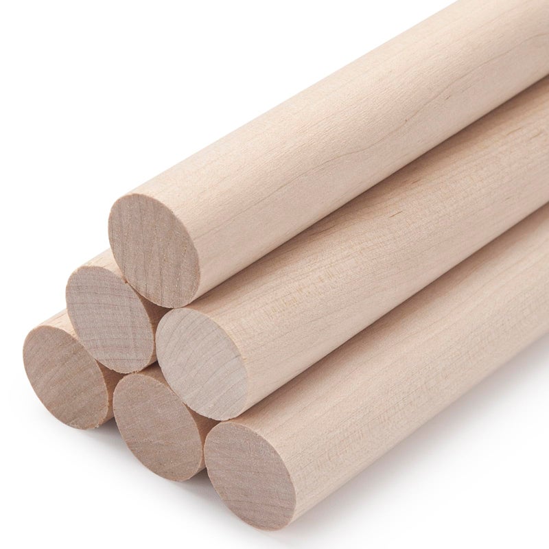 Wooden Dowel Rods Wood Dowels for Crafts 6 PCS 1 x 15 Round Wooden Sticks for Crafts Thick Macrame Dowels Unfinished Hard Wood Sticks for Crafting Arts and DIYers Closets and Wedding