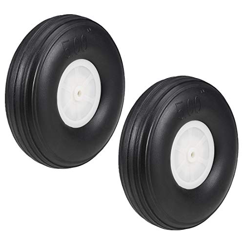 uxcell Tire and Wheel Sets for RC Car AirplanePU Sponge Tire with Plastic Hub5 2pcs - Image 1