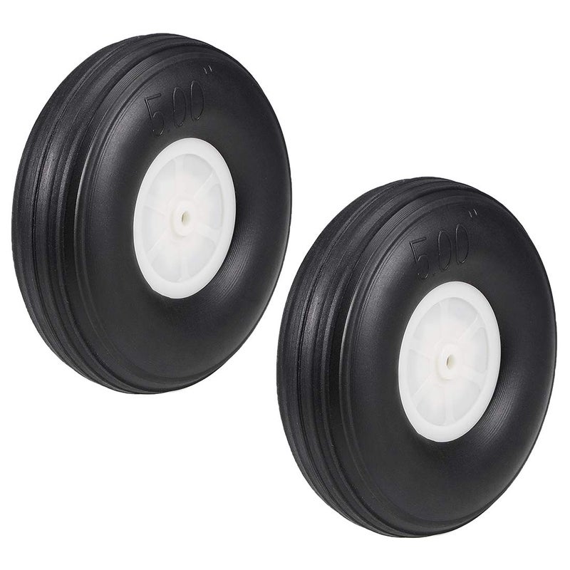 uxcell Tire and Wheel Sets for RC Car AirplanePU Sponge Tire with Plastic Hub5 2pcs - Image 2