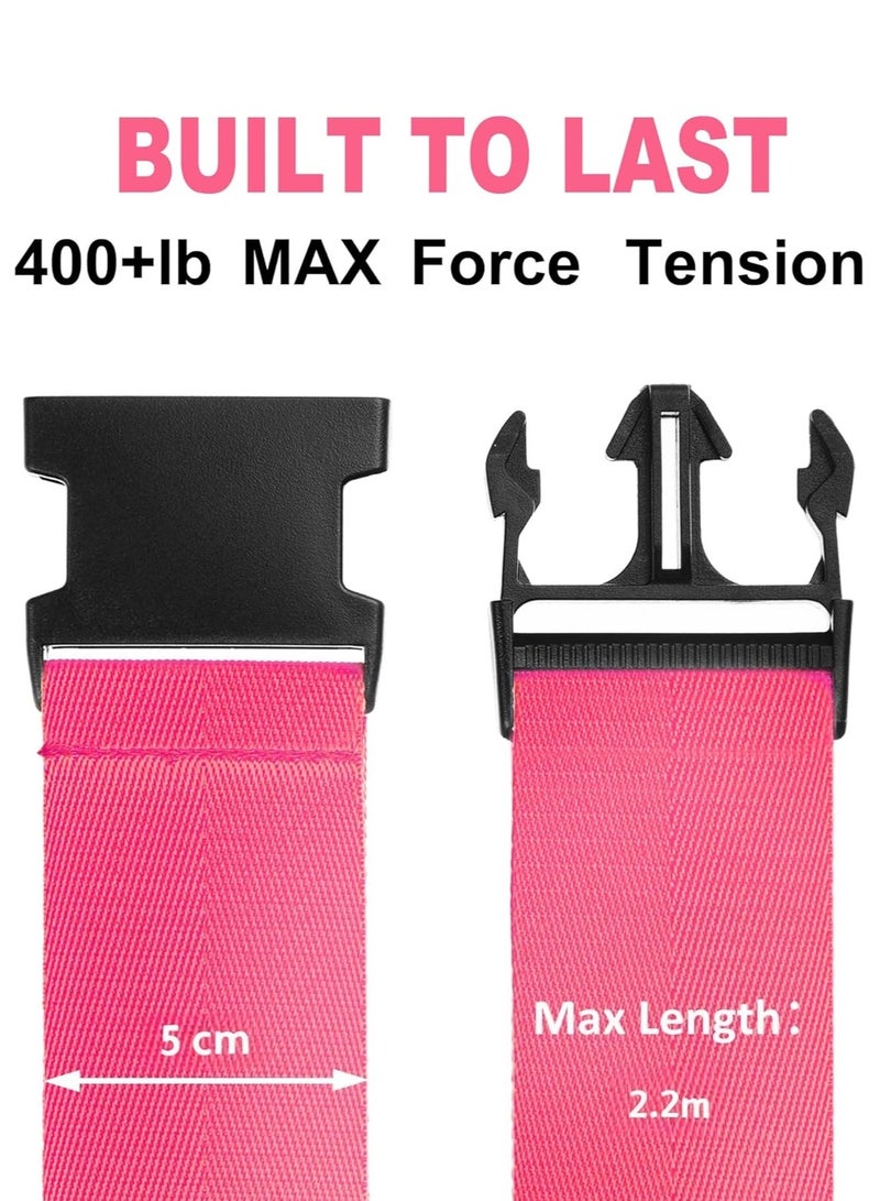 JoyousSto Luggage Straps for Suitcases 4 Pack, Travel Essentials, Luggage Strap for Travel Suitcase & Bag Closure and for Easy Identification, Travel Accessories for Safety & Convenience,Pink - Image 2