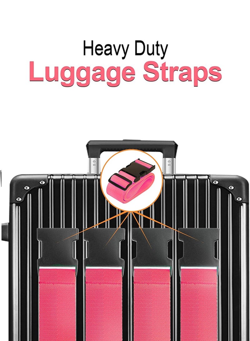 JoyousSto Luggage Straps for Suitcases 4 Pack, Travel Essentials, Luggage Strap for Travel Suitcase & Bag Closure and for Easy Identification, Travel Accessories for Safety & Convenience,Pink - Image 3