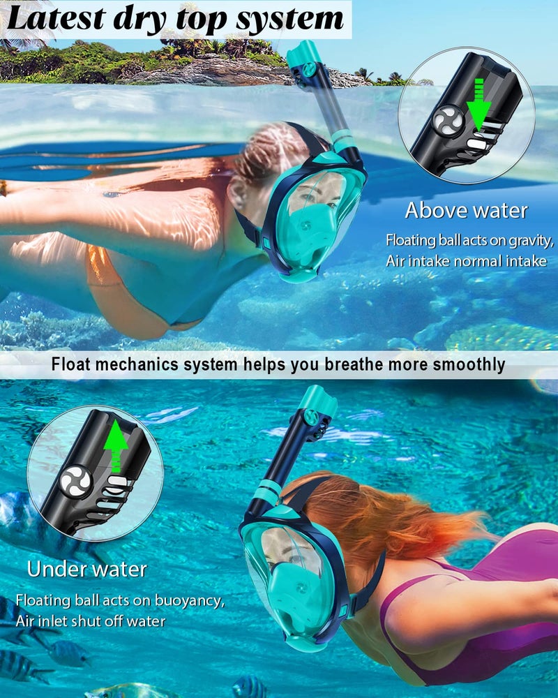 W WSTOO Full Face Snorkel Mask Adults,Suitable for Beginners Dry Top Snorkeling Gear,Can Your Mouth or Nose to Breathe,180 Degrees Panoramic View,Anti-Fog Anti-Leak,Summer Travel and Vacationing Gifts - Image 5