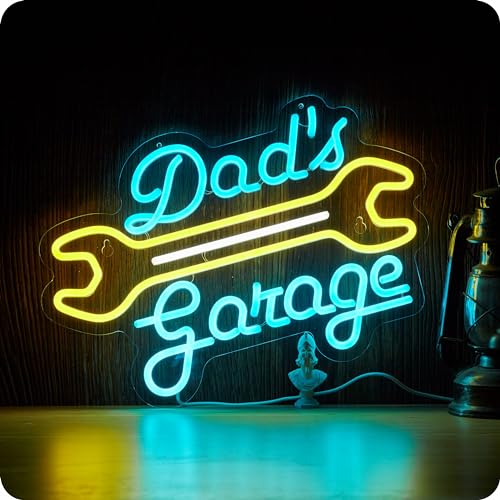 IMTATTO Garage Neon Sign for Wall Decor Dads Garage LED Light Car signs for Auto Repair Shop Man Cave Workshop Gift for Father 126 x 165 in - Image 1