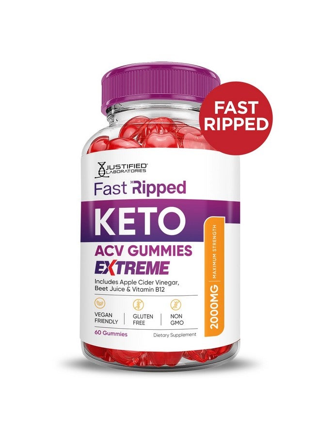 Justified Laboratories (2 Pack) Fast Ripped Keto ACV Gummies Extreme 2000MG Fast Ripped Keto Gummies Apple Cider Vinegar Formulated with Pomegranate Beet Juice Powder B12 Vegan Non GMO 120 Gummys - Image 3