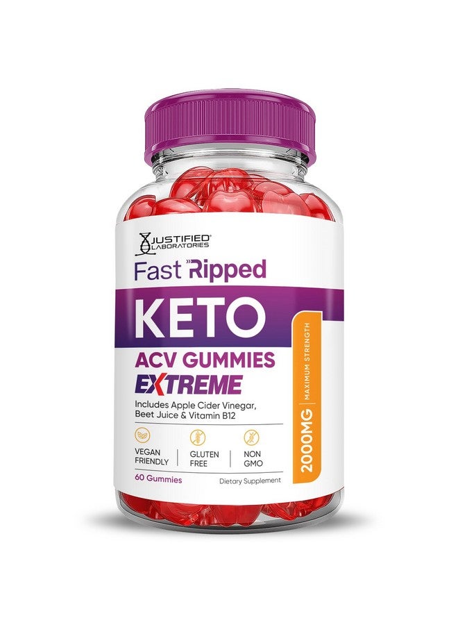 Justified Laboratories (2 Pack) Fast Ripped Keto ACV Gummies Extreme 2000MG Fast Ripped Keto Gummies Apple Cider Vinegar Formulated with Pomegranate Beet Juice Powder B12 Vegan Non GMO 120 Gummys - Image 4