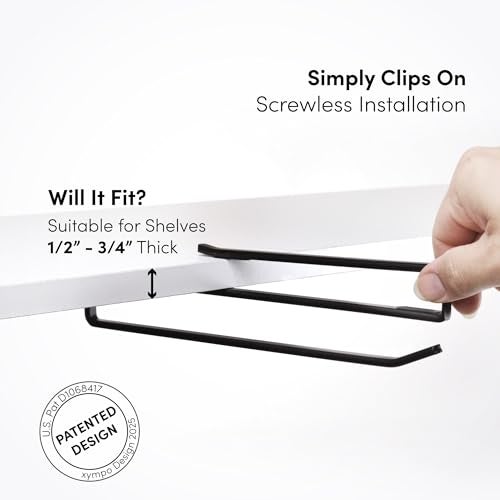 xympo Coffee Mug Hanger for Cabinet, Clip-On Shelf, for Cups, Utensil, Tumbler Lid, Screwless Install (Pack of 2), Fits Shelves up to 3/4" - Image 3