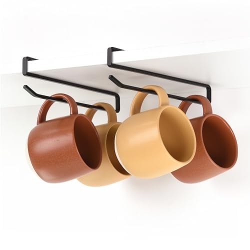 xympo Coffee Mug Hanger for Cabinet, Clip-On Shelf, for Cups, Utensil, Tumbler Lid, Screwless Install (Pack of 2), Fits Shelves up to 3/4" - Image 1