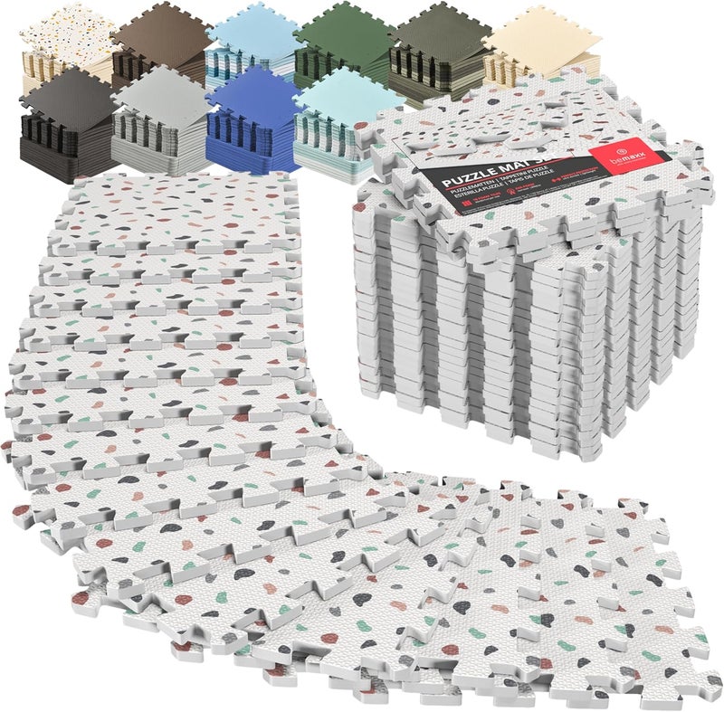 BeMaxx Gym Mats Set - 18 pcs EVA Interlocking Foam Floor Tiles (12.6"x12.6"x0.4") 18sqft Protective Gym Flooring Sports Home Workout Exercise Mats Puzzle Garage Fitness Play-Room Garage Pool Treadmill - Image 1