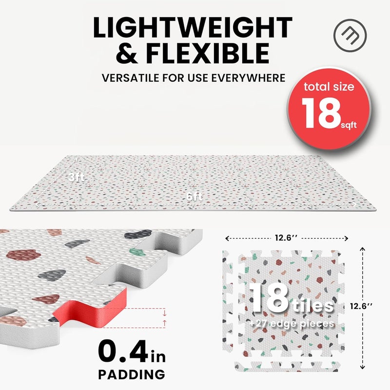 BeMaxx Gym Mats Set - 18 pcs EVA Interlocking Foam Floor Tiles (12.6"x12.6"x0.4") 18sqft Protective Gym Flooring Sports Home Workout Exercise Mats Puzzle Garage Fitness Play-Room Garage Pool Treadmill - Image 2