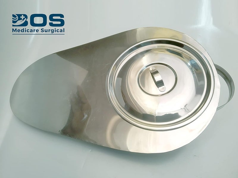 Duuous Bos Medicare Surgical Reusable Male Bed Pan with Cover | Heavy Duty Stainless Steel Urine Pot for Hospital & Home Use | Durable Medical Urinal Bedpan for Patients & Elderly Care - Image 3