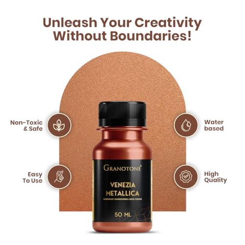 GRANOTONE Venezia Metallic Acrylic Paint Copper Colour 50 ml Extra Sheen Multi Surface Non Fading Non Toxic Indoor Outdoor for Artists Hobbyists and Kids Made in India - Image 2