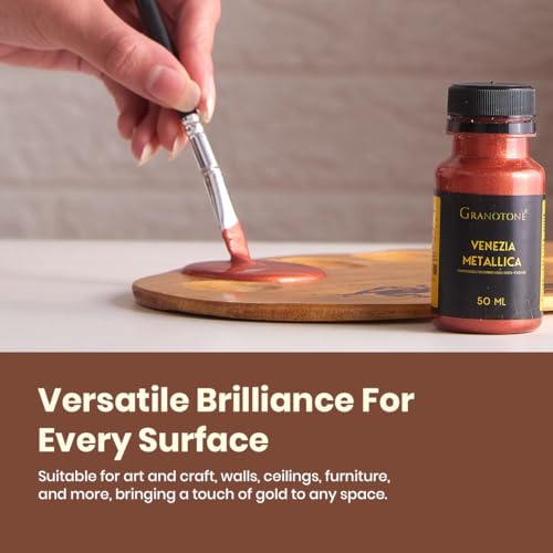 GRANOTONE Venezia Metallic Acrylic Paint Copper Colour 50 ml Extra Sheen Multi Surface Non Fading Non Toxic Indoor Outdoor for Artists Hobbyists and Kids Made in India - Image 3