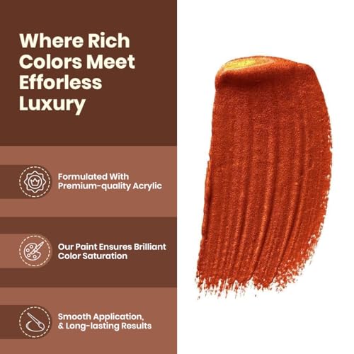 GRANOTONE Venezia Metallic Acrylic Paint Copper Colour 50 ml Extra Sheen Multi Surface Non Fading Non Toxic Indoor Outdoor for Artists Hobbyists and Kids Made in India - Image 4