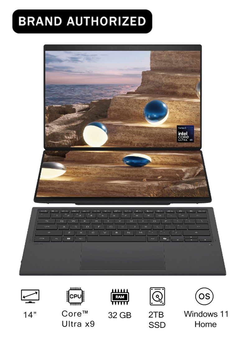 ASUS Zenbook DUO Laptop With 14-Inch Display,Core Ultra X9 388H Processor/32GB/2TB SSD/Intel® Arc™ Graphics/Windows 11 Home English/Arabic Gray - Image 1