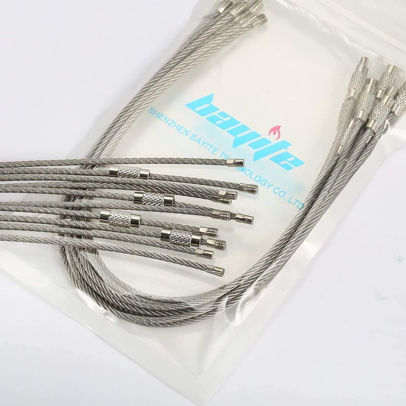 bayite BYT-WKC-054 10 Inch Stainless Steel Wire Keychains 2mm Cable Key Rings Heavy Duty Pack of 10 - Image 5