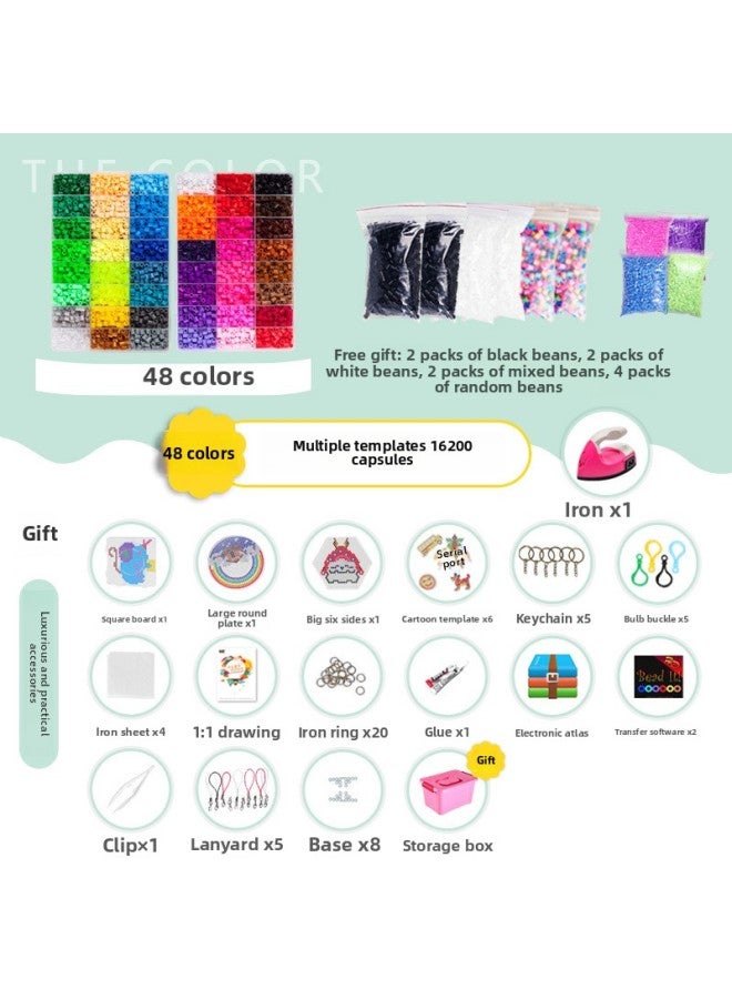 Doudou Handmade Diy Suit 3d Adult Pixel Three-dimensional Drawings Girls' Children's Puzzle Educational Toys Hand-made-Color:Soybean 48-color 12800-grain Multi-mode Board + Storage Box - Image 1