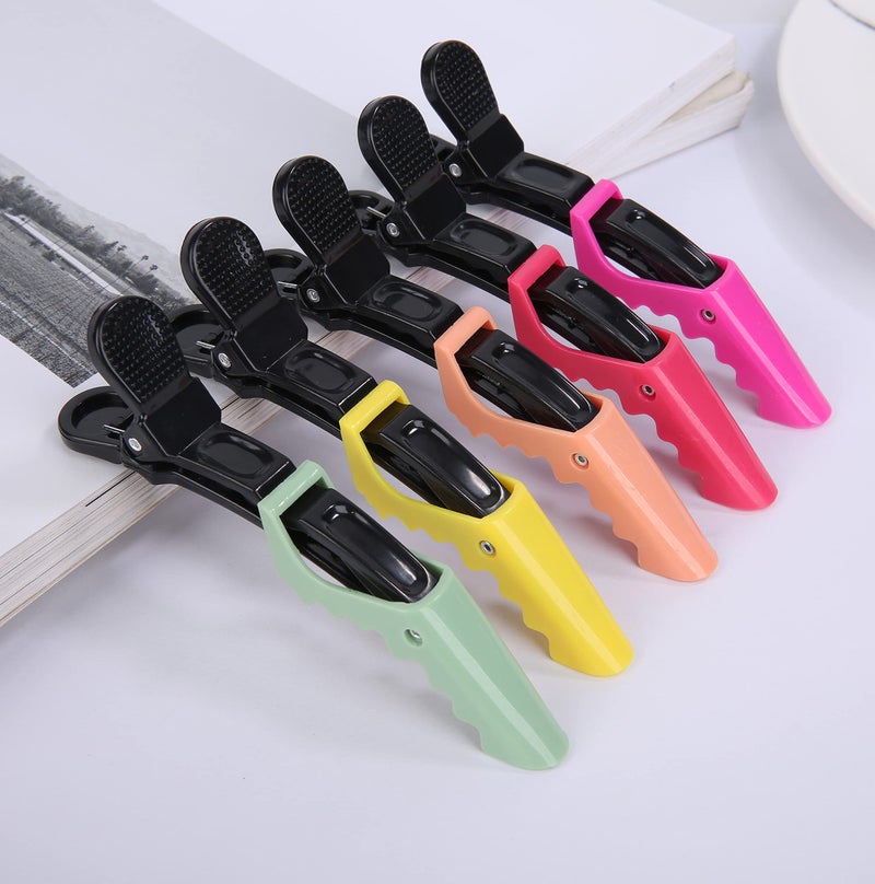 HH&LL Hair Clips for Women – Wide Teeth & Double-Hinged Design – Alligator Styling Sectioning Clips of Professional Hair Salon Quality - 10Pack (RROYG) - Image 4