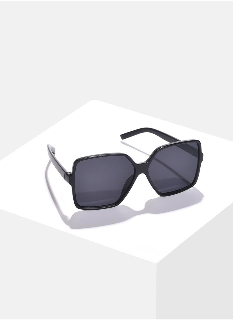 Haute Sauce Black Lens Black Rectangle Sunglasses  - Image 2