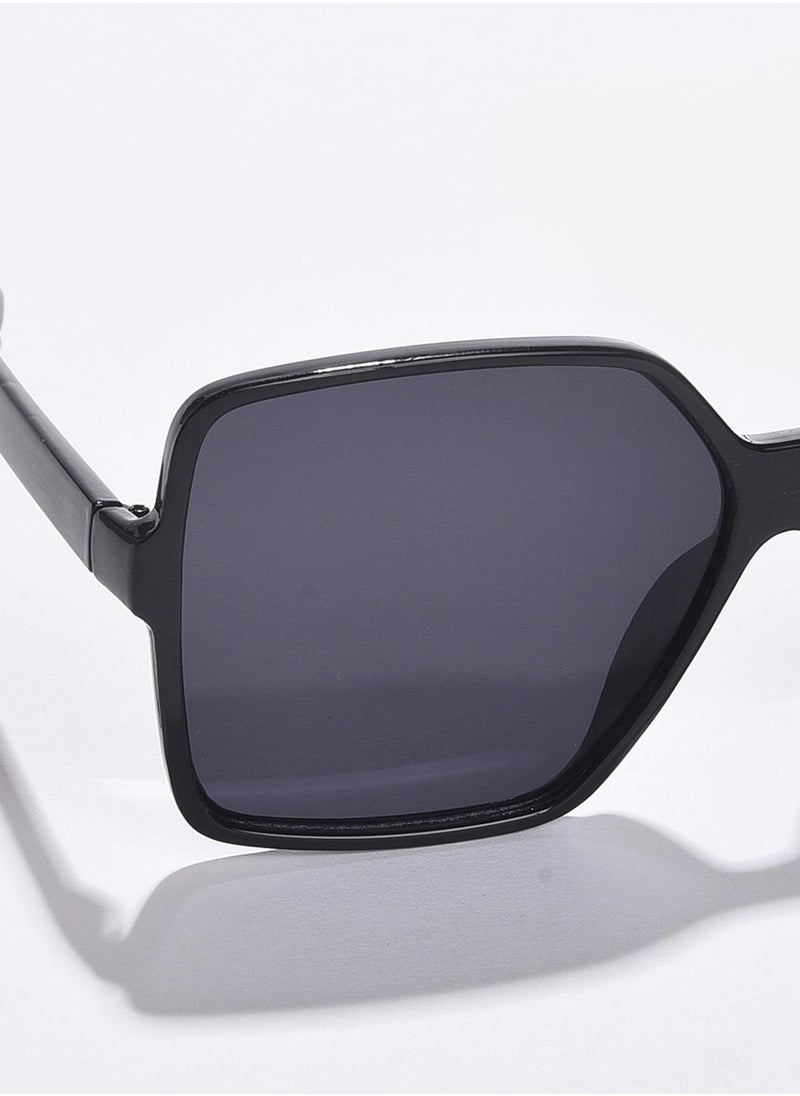 Haute Sauce Black Lens Black Rectangle Sunglasses  - Image 3