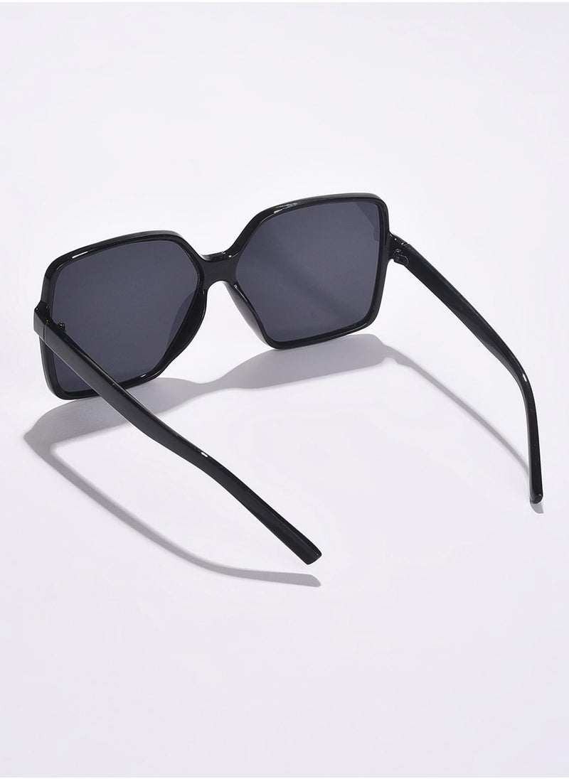 Haute Sauce Black Lens Black Rectangle Sunglasses  - Image 4