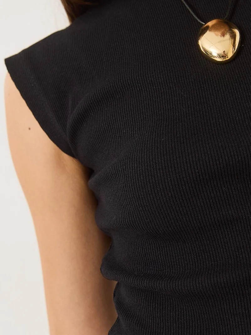 Bianco Lucci LUCCI Crew Neck Crop T-Shirt