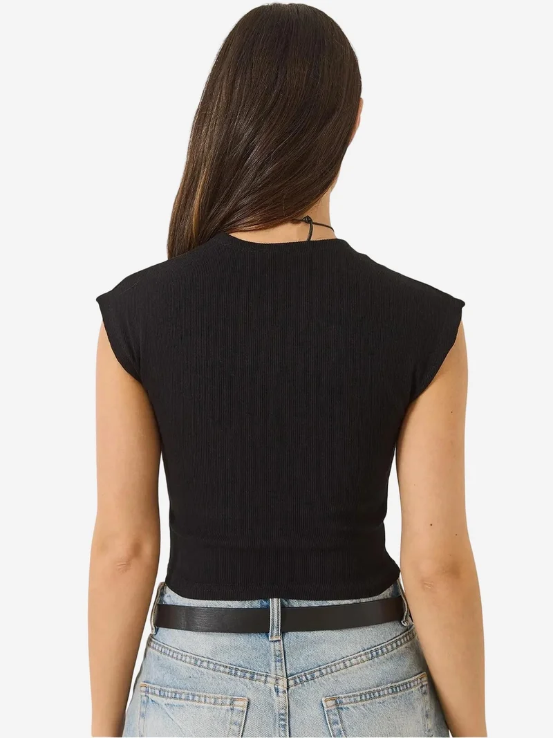 Bianco Lucci LUCCI Crew Neck Crop T-Shirt